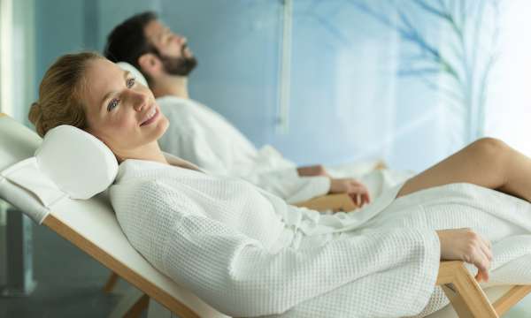 Couple relaxing in a spa