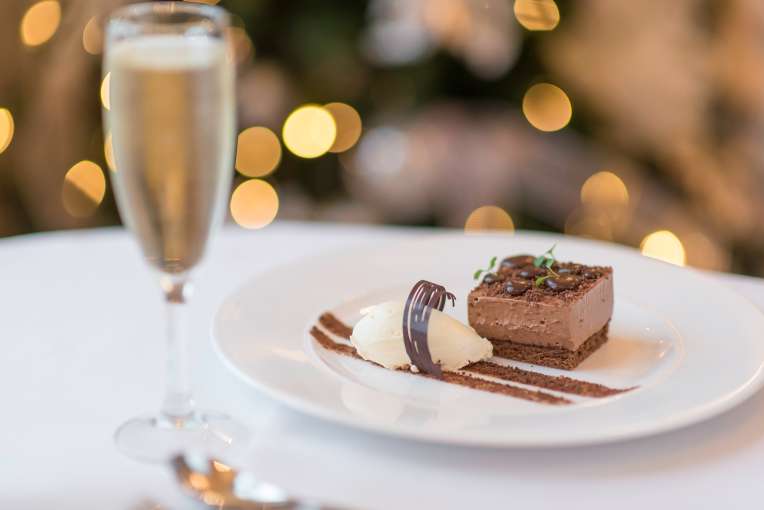 Chocolate Dessert and Champagne Christmas