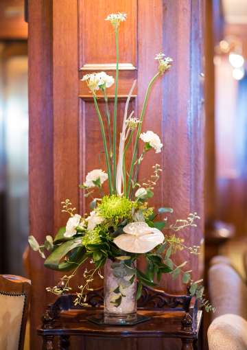 White and Green Flower Display