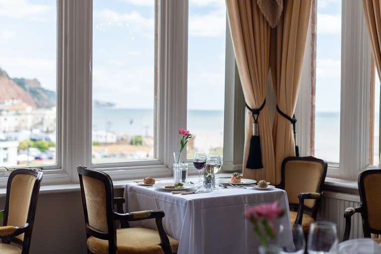 Table with food in Jubilee Restaurant at The Victoria Hotel
