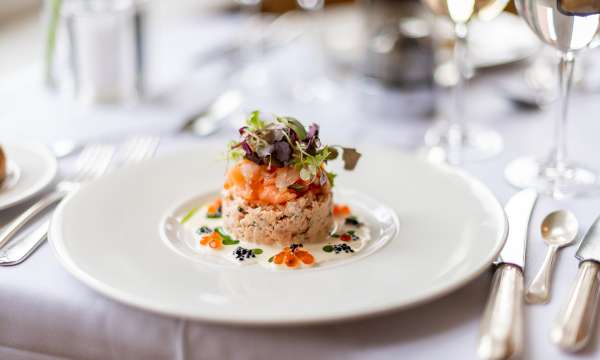 Smoked Salmon dish on white plate in The Jubilee Restaurant