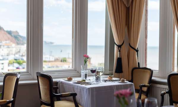 Table with food in Jubilee Restaurant at The Victoria Hotel