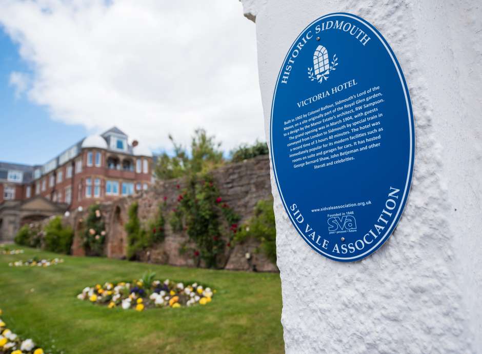 Blue Plaque Historic Sidmouth at Victoria Hotel