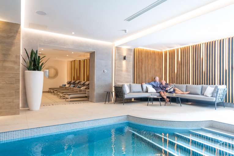 Couple on sofa in spa