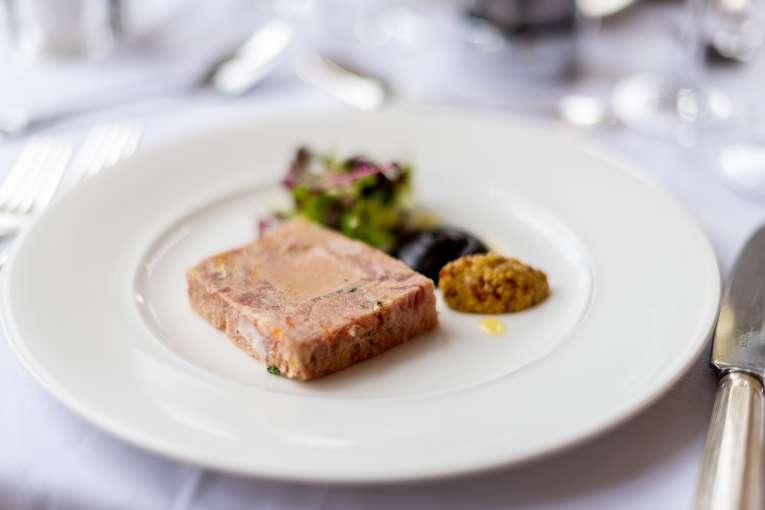 Pate on white plate in The Jubilee Restaurant